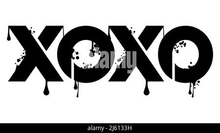XOXO farbige Graffiti-Tag, Abkürzung, Hugs and Kisses, informeller Begriff zum Ausdruck von Liebe verwendet. Abstrakte moderne Street Art Dekoration durchgeführt in U Stock Vektor