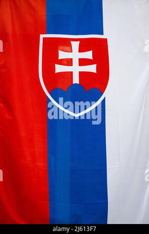 Nahaufnahme der Flagge der Slowakischen Republik Stockfoto