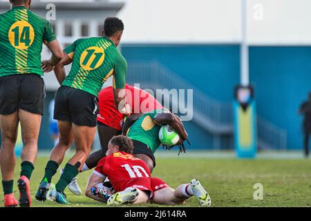 2022 wurde auf den Bahamas ein Sieben-Qualifikationsturnier im Rugby AUSGETRAGEN Stockfoto