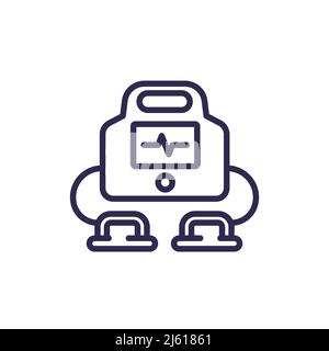 Symbol der Defibrillator- oder hlw-Gerätelinie, Vektor Stock Vektor