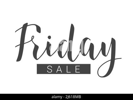 Vektorgrafik. Handgeschriebener Schriftzug von Friday Sale. Vorlage für Banner, Einladung, Party, Postkarte, Poster, Print, Sticker oder Web Product. Stock Vektor