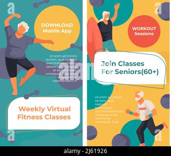 Wöchentliche virtuelle Fitness-Kurse, Online-Web beitreten Stock Vektor