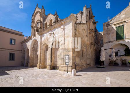 Kirche San Govanni Battista (13.. Jahrhundert) in Mdera, Piazza San Francesco, Sasso Barisano, Basilicata, Italien. Stockfoto