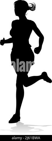 Silhouette Runner Frau Sprinter oder Jogger Person Stock Vektor