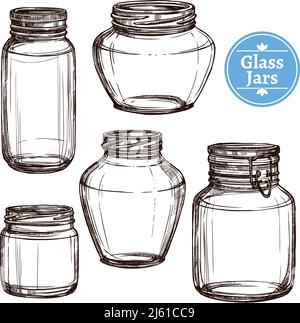 Handgezeichnete alte Stil Glas Gläser gesetzt isoliert Vektor Illustration Stock Vektor
