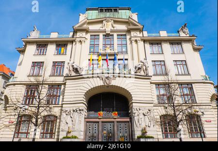 Nová radnice, neue Schlepphalle, Marianske namesti, Altstadt, Prag, Tschechische Republik Stockfoto