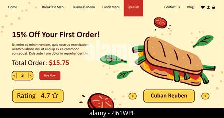 Rabatt für Ihre erste Bestellung im Restaurant Web Stock Vektor