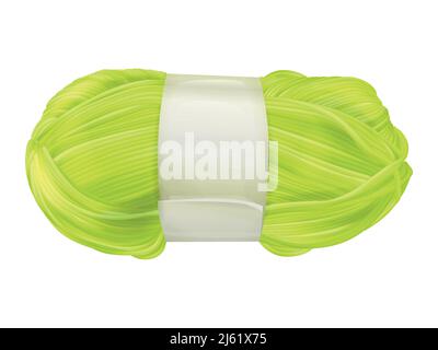 Garn Wollklau Vektor Illustration von Strick Textil gelb oder Grüner Faden zum Weben oder Strick Produktdesign isoliert auf Weißer Hintergrund Stock Vektor