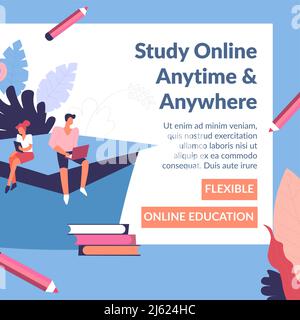 Online studieren, jederzeit und überall Flexibles Web Stock Vektor