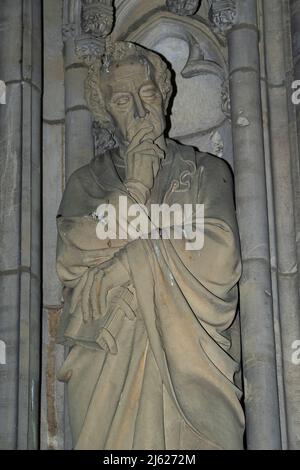 Friedrich Schiller als Sandsteinstatue in der St.Lamberti Kirche, Münster, Westfalen, Deutschland Stockfoto