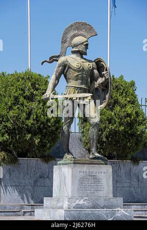 Denkmal für den Militärführer Leonidas, Sparta, Griechenland Stockfoto