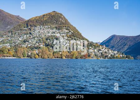 Monte Bre Hügel am Lago di Lugano, Kanton Tessin, Schweiz Stockfoto