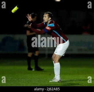 SOUTH SHIELDS, GROSSBRITANNIEN. APR 26. Blair Adams von South Shields am Dienstag, den 26.. April 2022, gesehen während des Halbfinalmatches von South Shields und Warrington Town im Mariners Park, South Shields. (Kredit: Will Matthews | MI News) Kredit: MI News & Sport /Alamy Live News Stockfoto