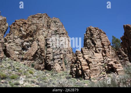 Roques de Garcia - Blick vom Wanderweg Sendero 3 im Teide-Nationalpark auf Teneriffa Stockfoto