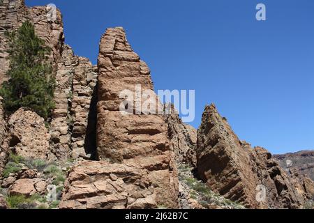 Roques de Garcia - Blick vom Wanderweg Sendero 3 im Teide-Nationalpark auf Teneriffa Stockfoto