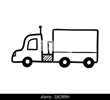 LKW-Auto. Doodle-Skizze mit Scribble-Stil. Handgezeichnete lustige LKW-Vektor-Illustration. Stock Vektor