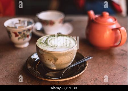 Green Matcha Latte Stockfoto