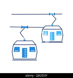 Vektor-Illustration der Cartoon-Seilbahn auf weißem Hintergrund. Stock Vektor