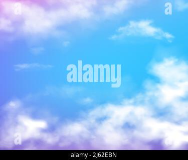 Wolken im Himmel Vektor-Illustration von realistischem blauem bewölktem Tageslicht Hintergrund für Wetterdesign oder Parallaxenvorlage Stock Vektor