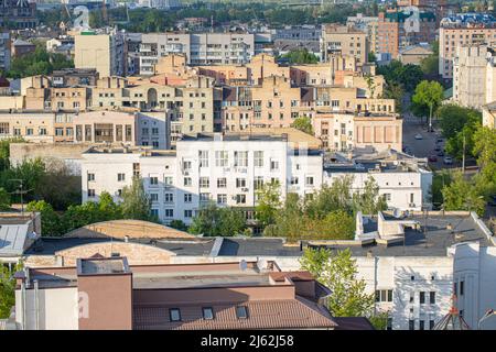 Podil, alte Kiewer Gegend. Draufsicht. Ukraine Stockfoto