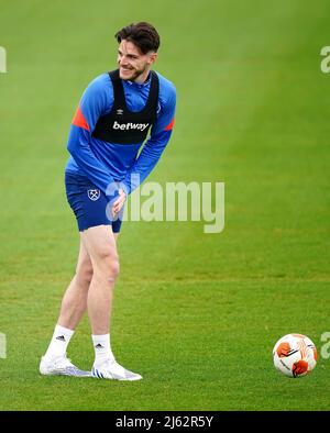 Declan Rcy von West Ham United während einer Trainingseinheit auf dem Rush Green Training Ground, Romford. Bilddatum: Mittwoch, 27. April 2022. Stockfoto