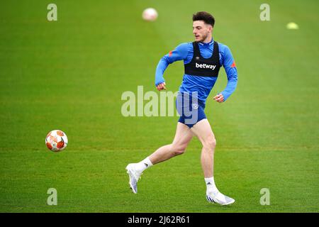 Declan Rcy von West Ham United während einer Trainingseinheit auf dem Rush Green Training Ground, Romford. Bilddatum: Mittwoch, 27. April 2022. Stockfoto