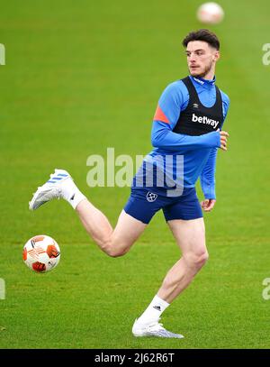 Declan Rcy von West Ham United während einer Trainingseinheit auf dem Rush Green Training Ground, Romford. Bilddatum: Mittwoch, 27. April 2022. Stockfoto