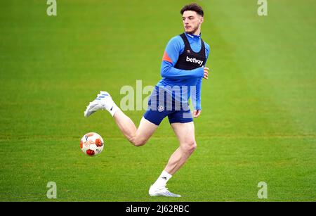 Declan Rcy von West Ham United während einer Trainingseinheit auf dem Rush Green Training Ground, Romford. Bilddatum: Mittwoch, 27. April 2022. Stockfoto