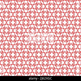 Abstraktes, nahtloses Vektor-Muster mit roten Streifen und Kurven. Stock Vektor