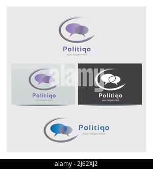 Dialogfeld, Bubble-Symbol, Logo für Unternehmen, Kartenmock in mehreren Farben Stock Vektor