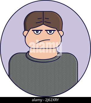 Aufkleber „Angry man“. Zeichentrickfigur Menschen arbeiten Stock Vektor