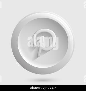 Symbol für soziale Medien P. Weißer 3D-isolierter Logotyp. Hochwertige Fotos Stockfoto