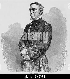 Porträt von David Glasgow Farragut, Union Navy Admiral im amerikanischen Bürgerkrieg. 19.-Jahrhundert-Illustration Stockfoto