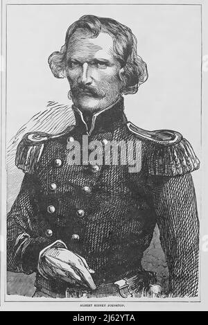 Porträt von Albert Sidney Johnston, General der Konföderierten Armee im amerikanischen Bürgerkrieg. 19.-Jahrhundert-Illustration Stockfoto