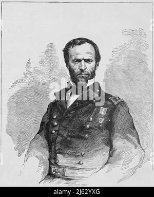 Porträt von William Tecumseh Sherman, Union Army General im amerikanischen Bürgerkrieg. 19.-Jahrhundert-Illustration Stockfoto