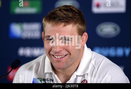 Datei-Foto vom 22-09-2015 des ehemaligen englischen Hookers Tom Youngs, der mit sofortiger Wirkung seinen Rücktritt vom professionellen Rugby angekündigt hat. Ausgabedatum: Mittwoch, 27. April 2022. Stockfoto