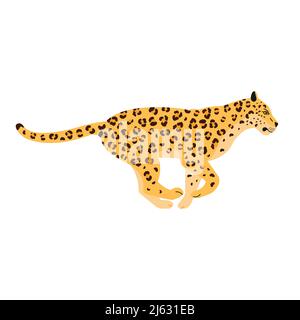 Vektor flach laufenden Leoparden isoliert auf weißem Hintergrund Stock Vektor
