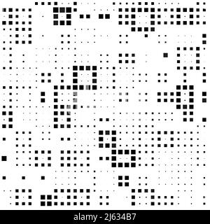 Schwarz-Weiß Mosaik nahtloser Pixelhintergrund. Vektorgrafik Stock Vektor