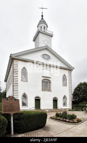 Der Kirtland Ohio Tempel wurde 1834 von der Church of Jesus Christ iof Latter Day Saints erbaut. Es ist in einem gotischen Revivals-Stil, typisch für die Kirche gebaut Stockfoto