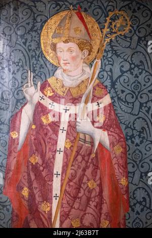 St. Nicolau als Bischof gekleidet, Gabriel Moger, 1407-1410, Tempera auf Holz, Kirche Roser Vell, Mallorca, Spanien Stockfoto