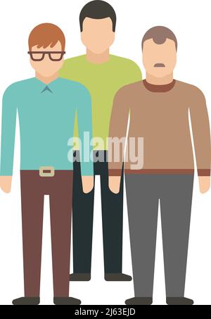 Teamcharaktere. Männer stehen zusammen. Arbeitsbeziehung Stock Vektor