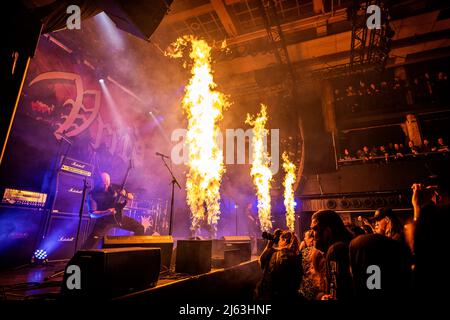 Oslo, Norwegen. 16., April 2022. Die norwegische Black Metal Band Vreid spielt ein Live-Konzert im Rockefeller während des norwegischen Metal Festivals Inferno Metal Festival 2022 in Oslo. (Foto: Gonzales Photo - Terje Dokken). Stockfoto