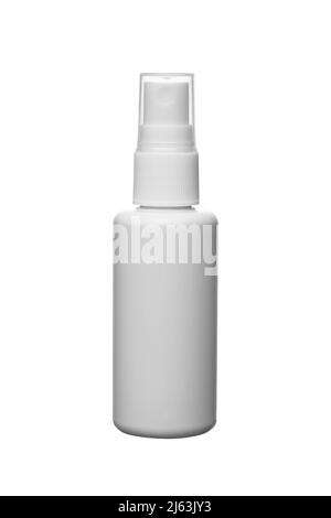 Weiße Hautpflegeflasche im Hintergrund mit Platz zum Kopieren Stockfoto