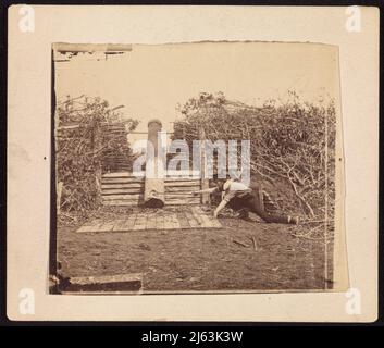 Quaker Gun, Centerville, Virginia, März 1862. Baumstamm fachmännisch geschnitzt und von der konföderierten Armee bemalt, um wie eine massive gusseiserne Kanone auszusehen. Stockfoto