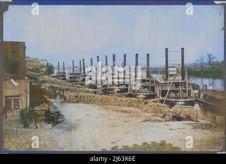 Liefern Sie Steamer in Nashville, Tennessee. 1862. Liefert solche Kisten aus Hardtack, Fässer Cincinnati rot-gut, einen billigen Whisky nur für militärische Zwecke. Stockfoto