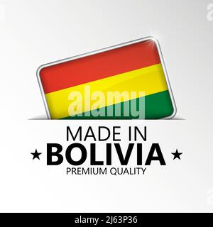 Hergestellt in Bolivien Grafik und Label. Element der Wirkung für die Verwendung, die Sie daraus machen möchten. Stock Vektor