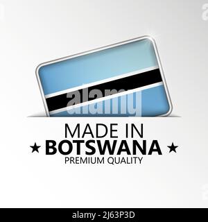 Hergestellt in Botswana Grafik und Label. Element der Wirkung für die Verwendung, die Sie daraus machen möchten. Stock Vektor