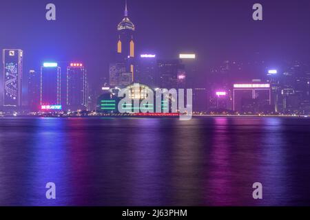 Hong Kong City bei Nacht Stockfoto