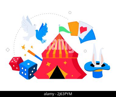 Zirkus-Performance und fair - modernes farbiger Vektor-Poster Stock Vektor