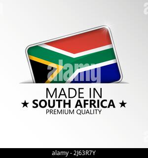 Hergestellt in Südafrika Grafik und Label. Element der Wirkung für die Verwendung, die Sie daraus machen möchten. Stock Vektor